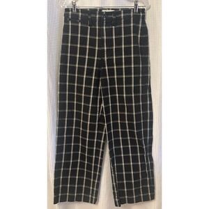 Madewell Womens  Slim Emmett Black/White Plaid Pants Wide Leg Size 28